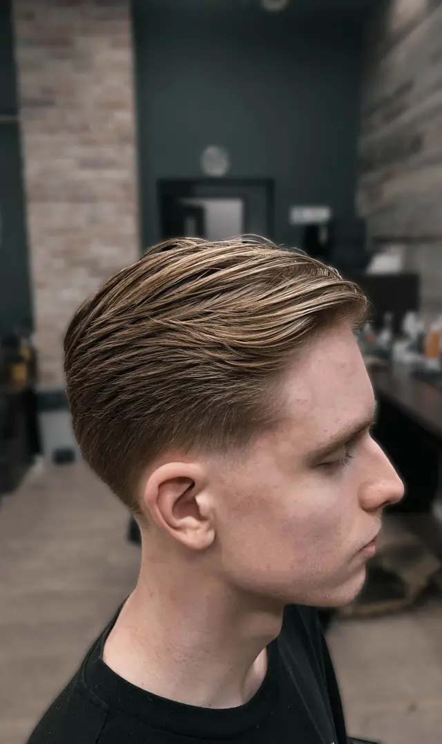 Dłuższy side part w Boske Barber Rzeszów