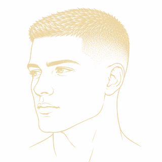 Crew cut – fryzura męska, rysunek