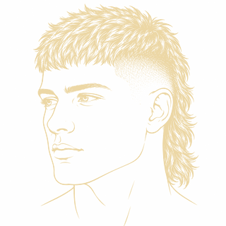 Modern mullet – fryzura męska, rysunek
