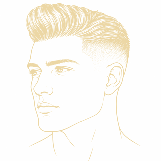 Pompadour – fryzura męska, rysunek