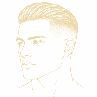 Slick back – fryzura męska, rysunek